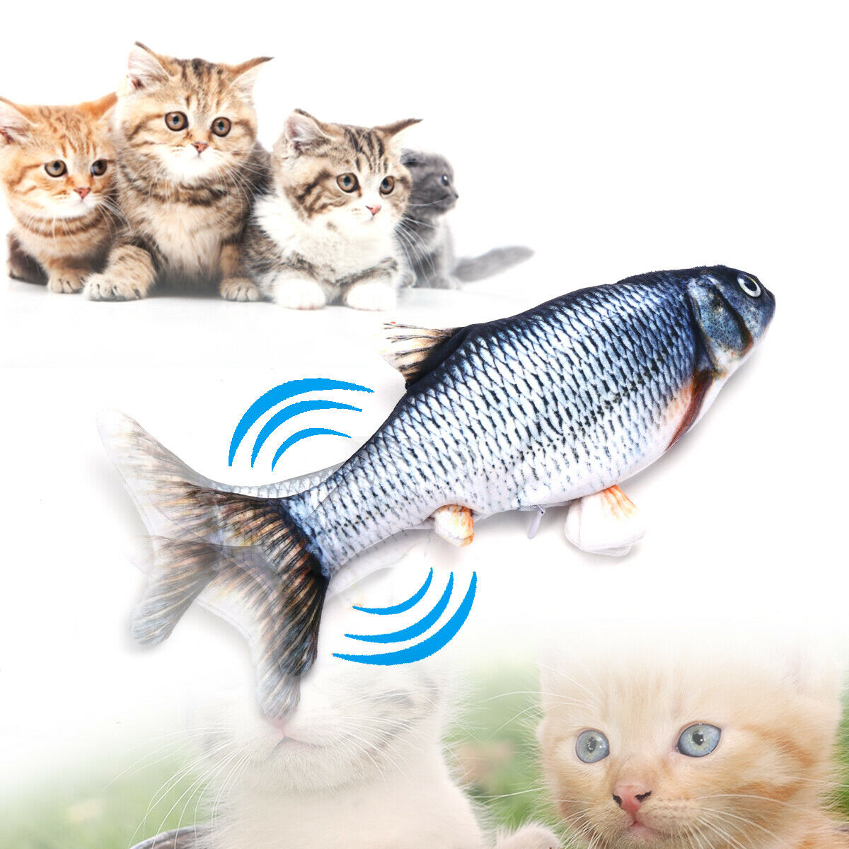 Touch sensor fish cat toy