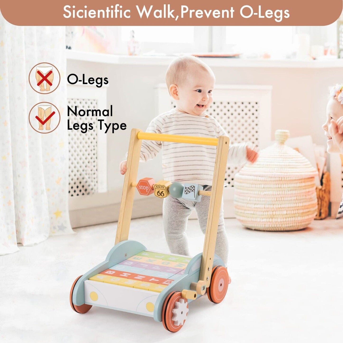 ROBUD 3 Toy Wooden Push Toddler Baby Walker