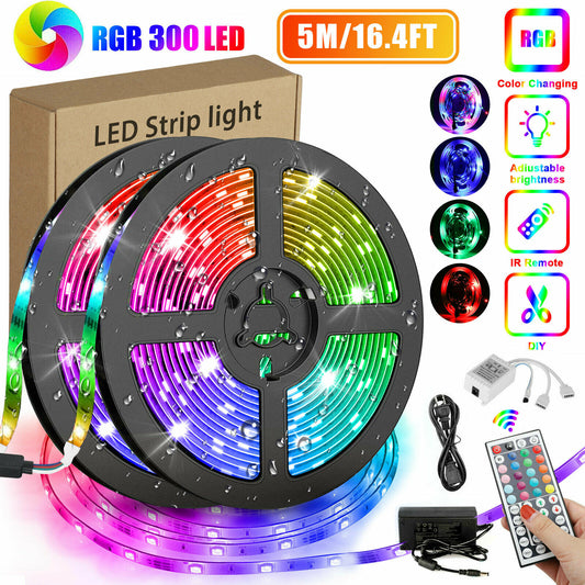 Remote 16.4FT RGB Flexible 300 LED Strip Lights