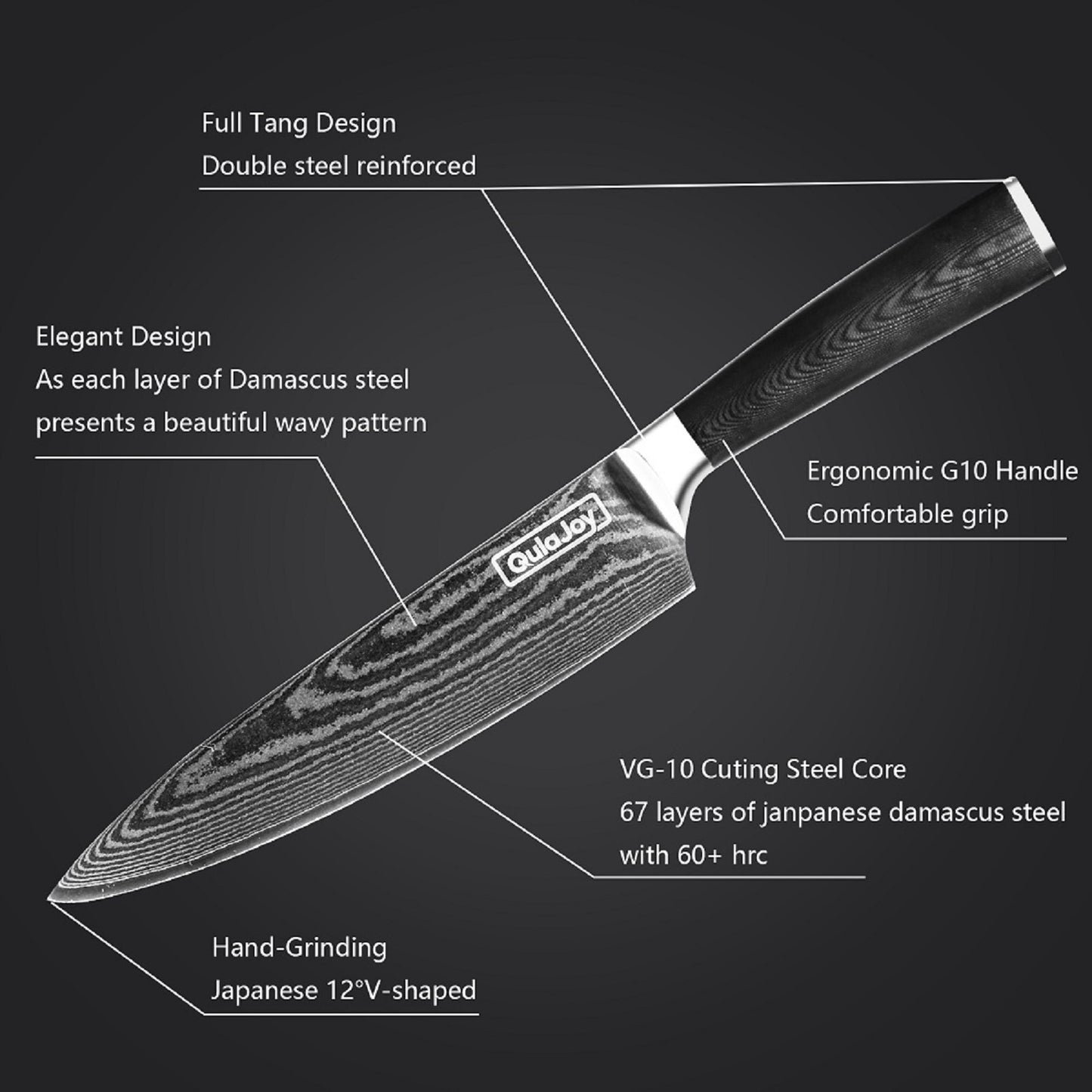 Qulajoy 8 Inch Chef Knife Japanese Professional Knife