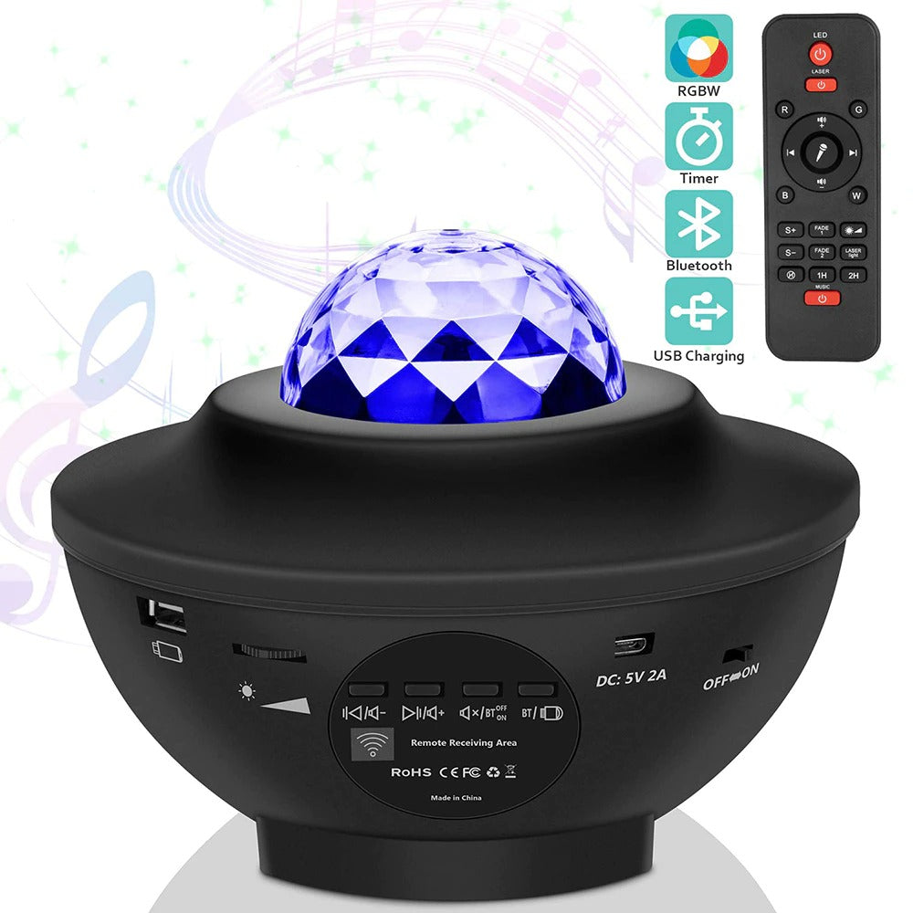 USB LED Starry Night Water Wave Sound-Activated Projector Light