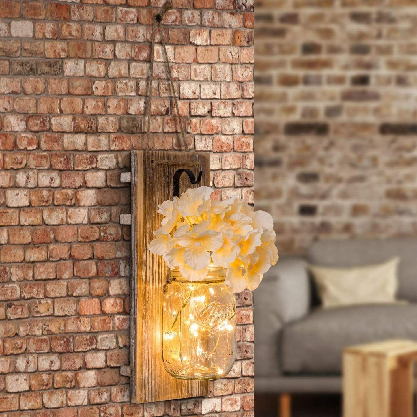 2-6 Hour Timer LED Mason Jar Wall Sconce Lights