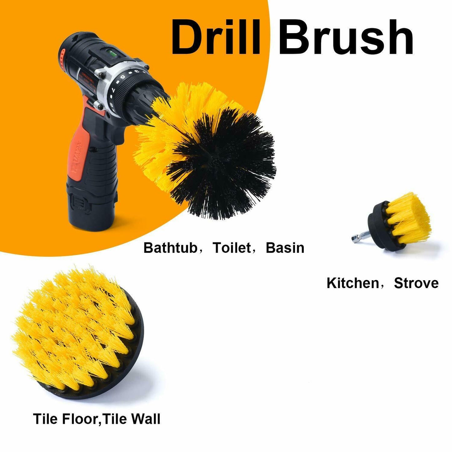 Drill Brush Power Scrubber for Cleaning Carpet & Car Wash