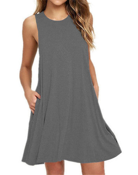 Summer Casual Ladies Pocket Dress