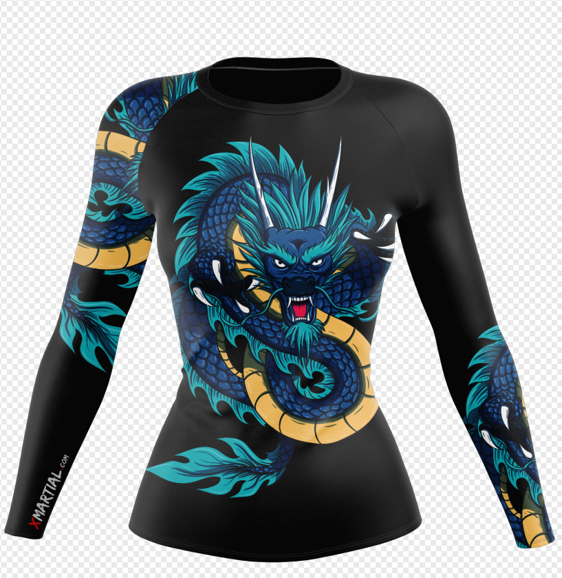 Women Blue Dragon Long Sleeve XMARTIAL