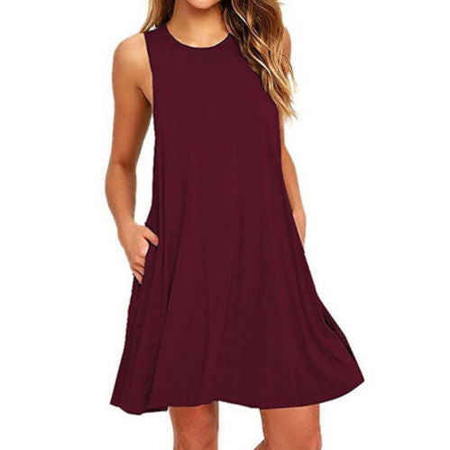 Summer Casual Ladies Pocket Dress