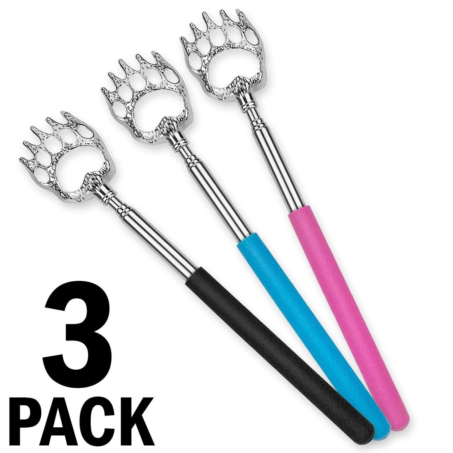 3 Pack Bear Claw Metal Extendable Back Scratcher