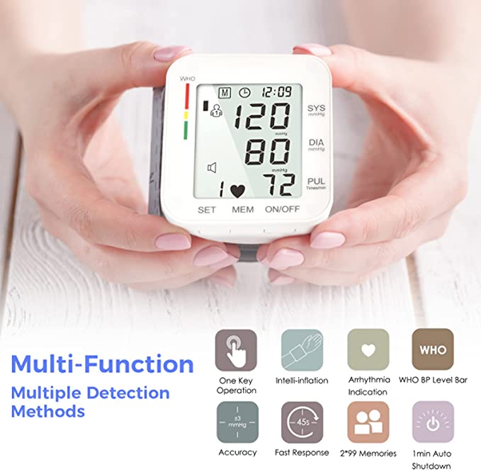 Adjustable Wrist Cuff LCD Blood Pressure Monitor