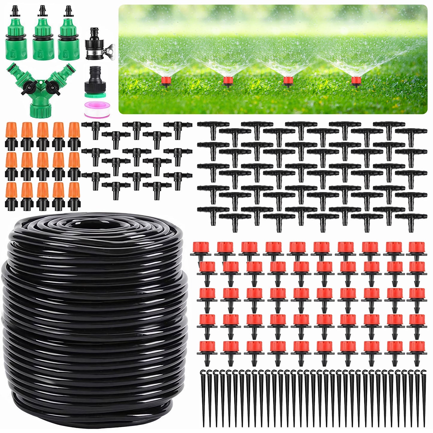 164FT Greenhouse Micro Automatic Garden Drip Irrigation Kit