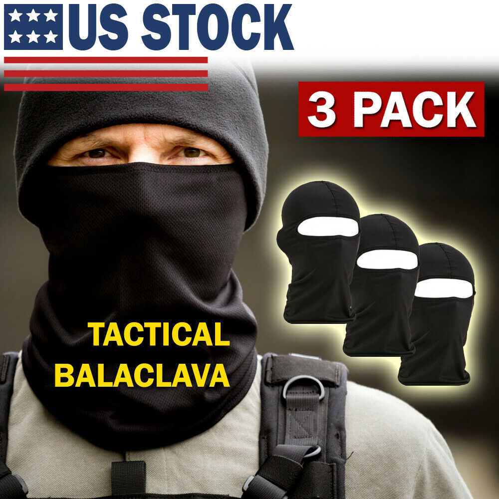 3 Pack Lightweight Black Balaclava Face Mask Warmer